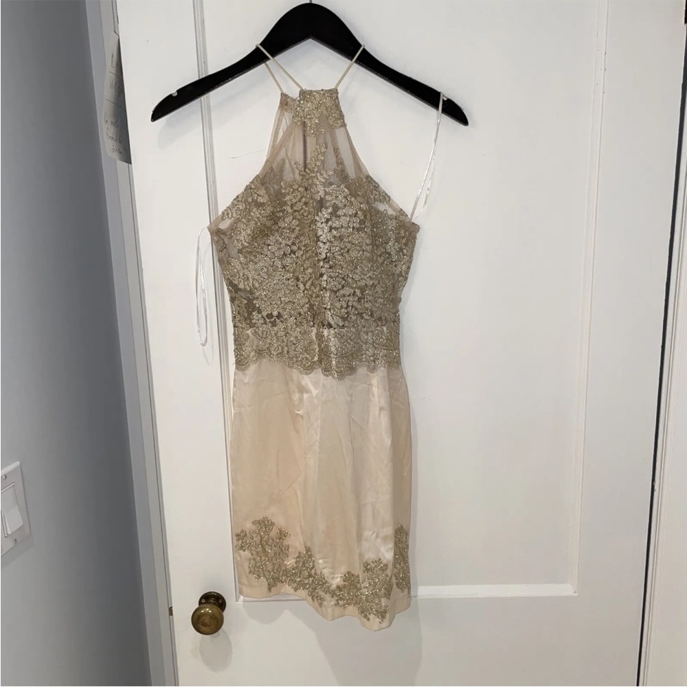 Hello molly dress with gold lace detail and mesh size 6 small lingerie style